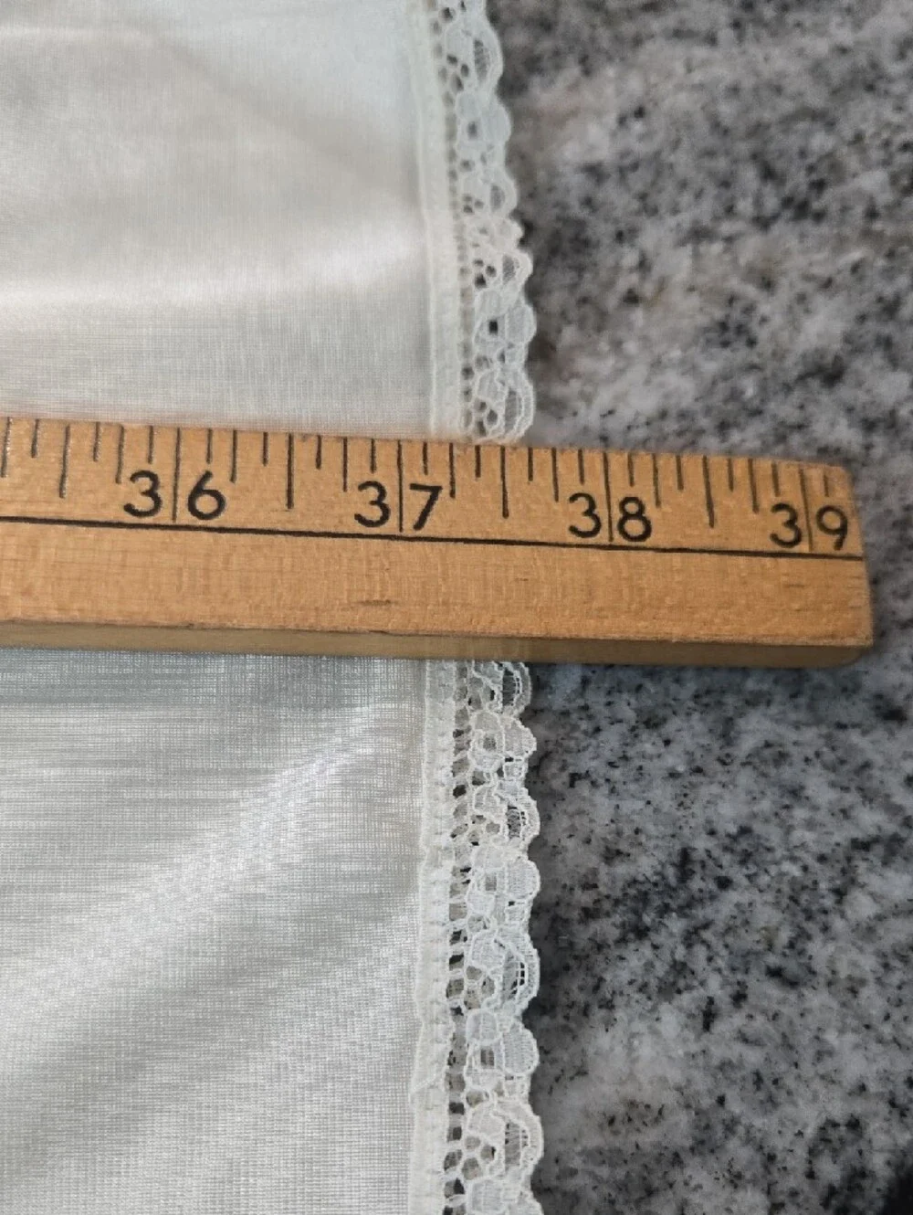 Vintage Classic Cream Colored Satin Feel Lace Trim Hem Slip Dress - Picture 10 of 10